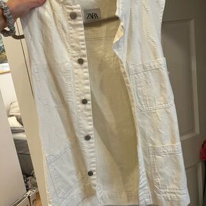 Zara Cream Denim Utility Vest
